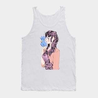 Girl With Blue Bird Tank Top